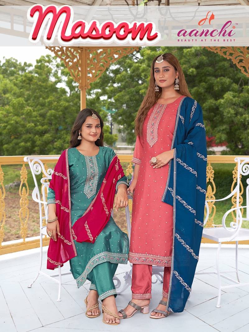 Aanchi Plus Reem Vichitra Silk Embroidered Readymade Collection