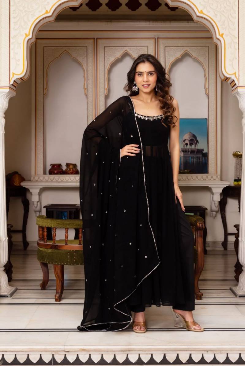 Glory R 5889 Faux Georgette Fancy Kurti With Bottom Dupatta Set