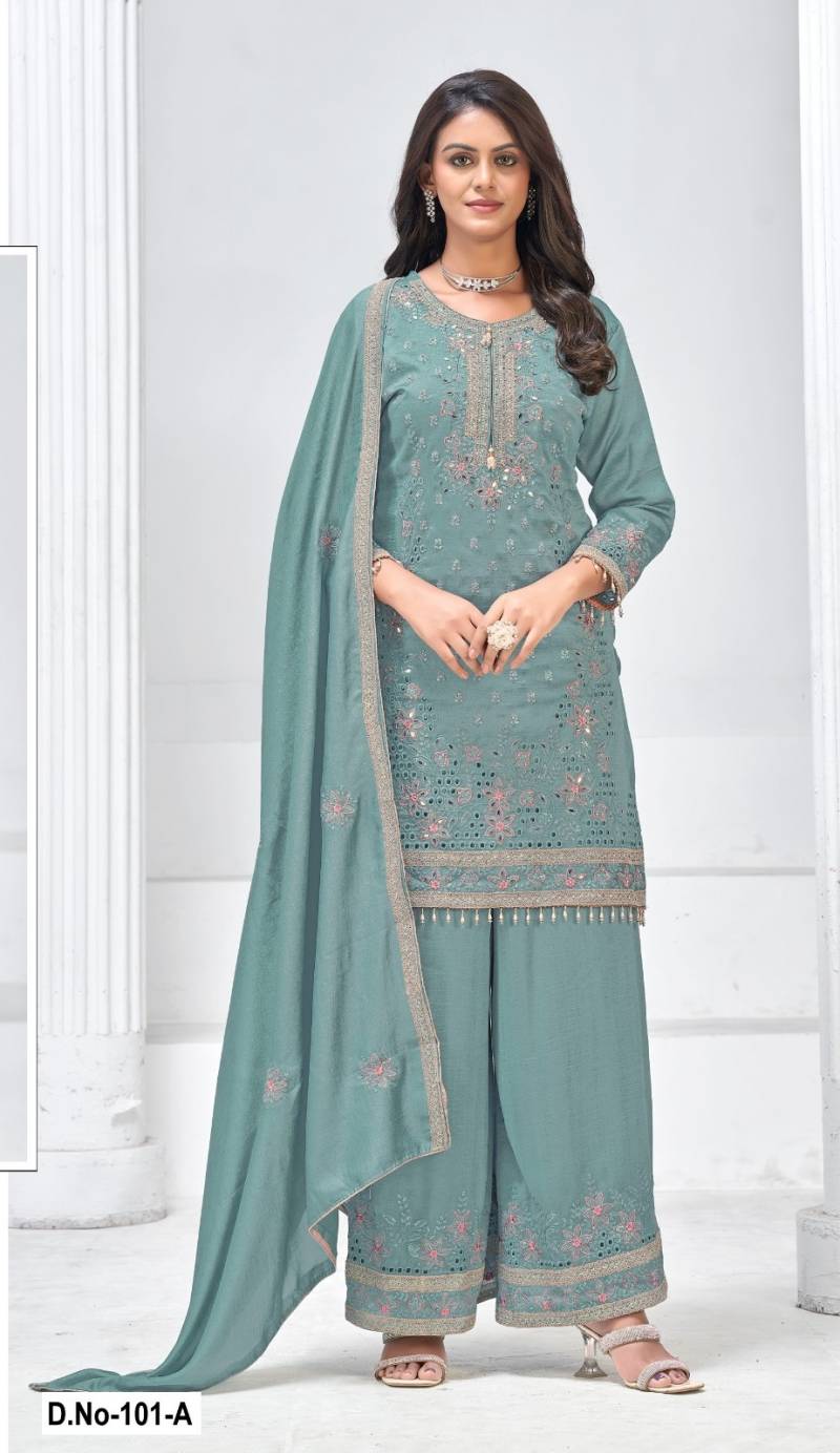 101 A To D Vichitra Embroidery Worked Sharara Collection