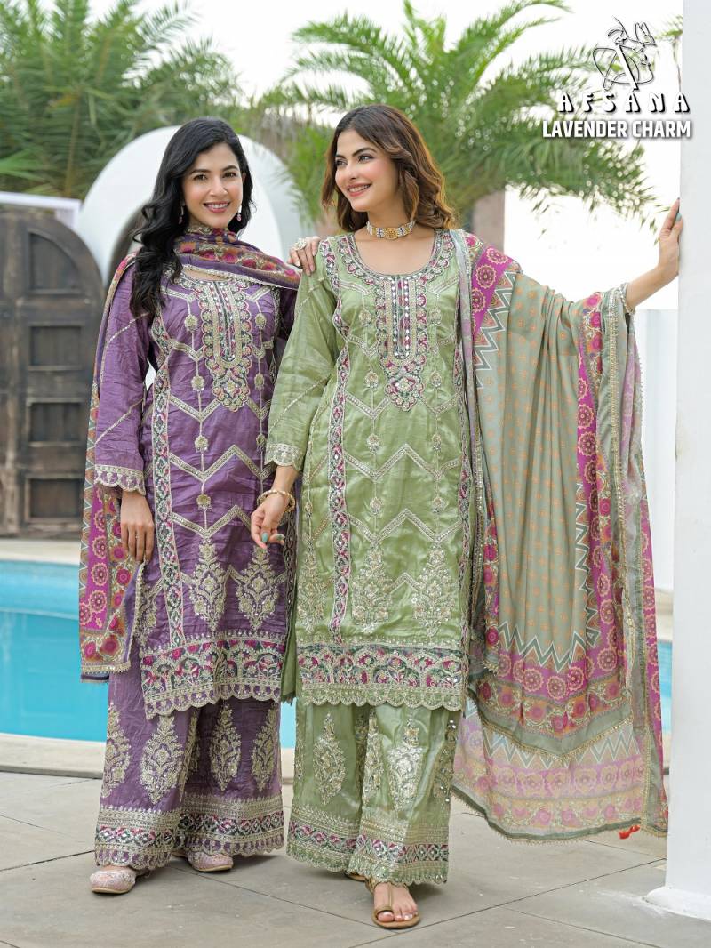 Afsana Lavender Charm Shimmer Embroidered Salwar Suit Collection