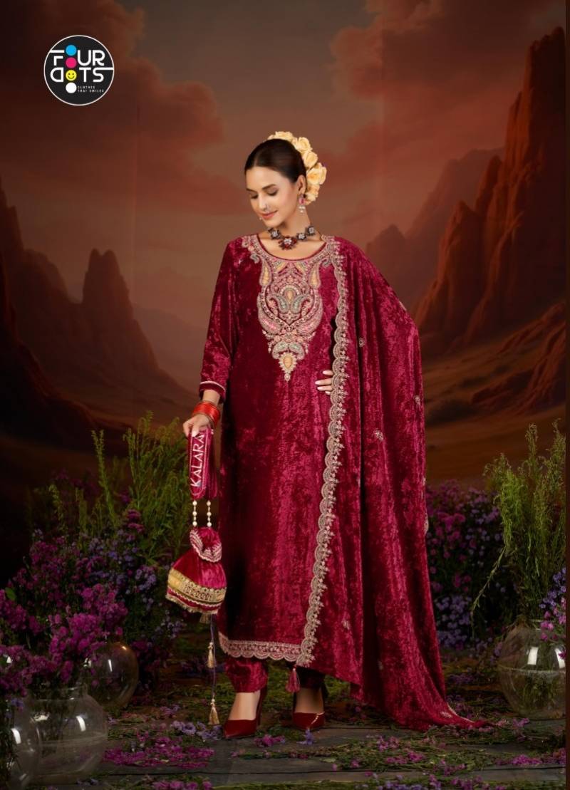 Four Dots Clemence Makhmal Velvet Dress Material