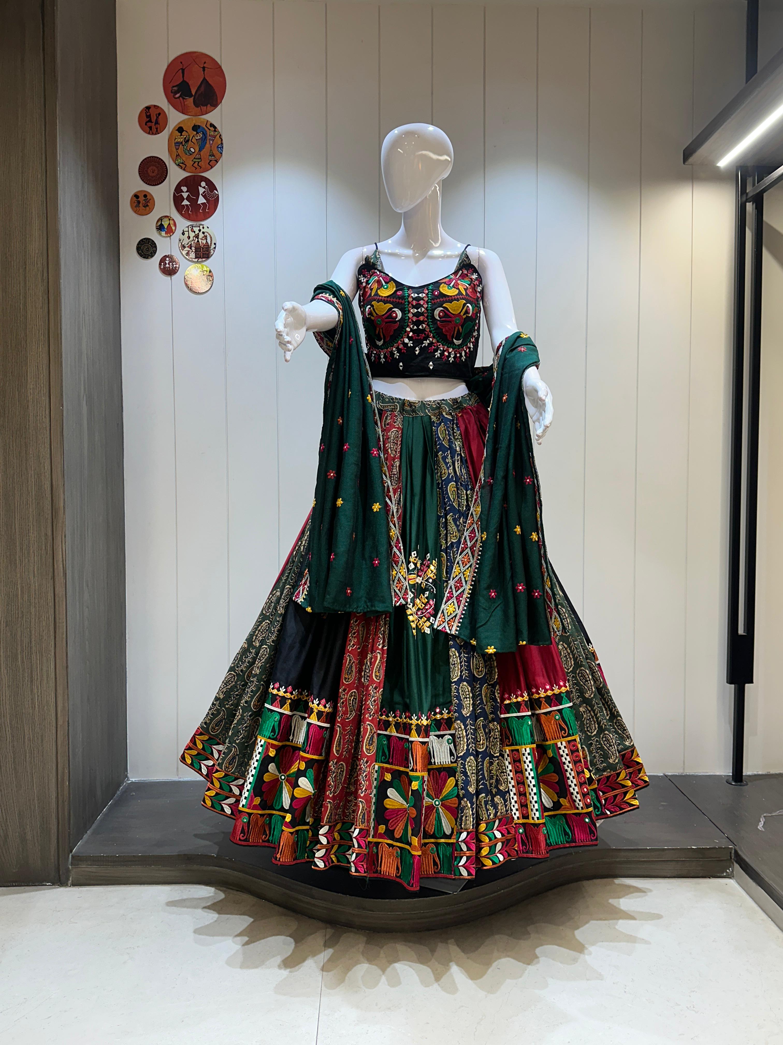Scmd Mastani 2 Jam Cotton Ajrakh Print Lehenga Choli