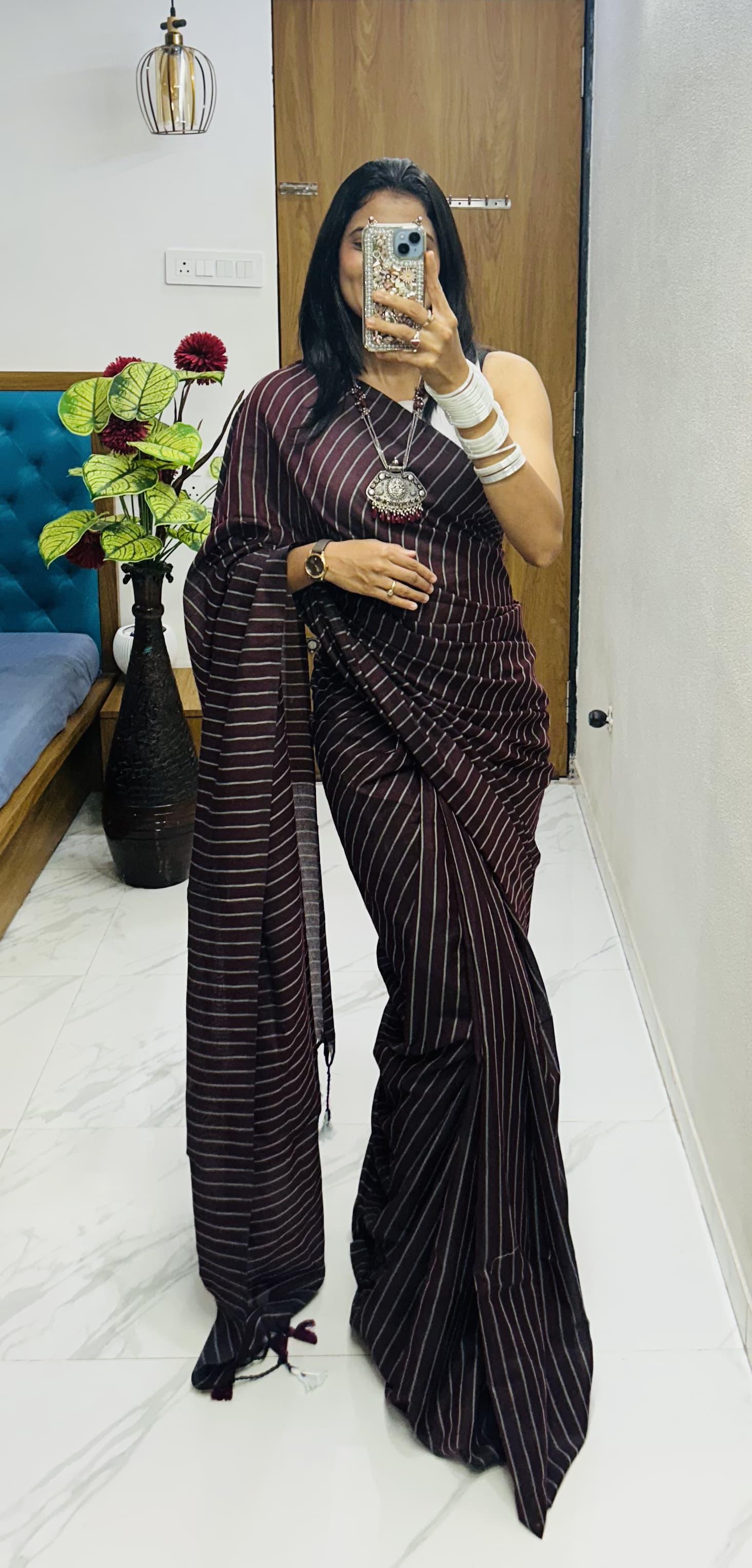 Lekha CF 151 Khadi Cotton Plain Saree 