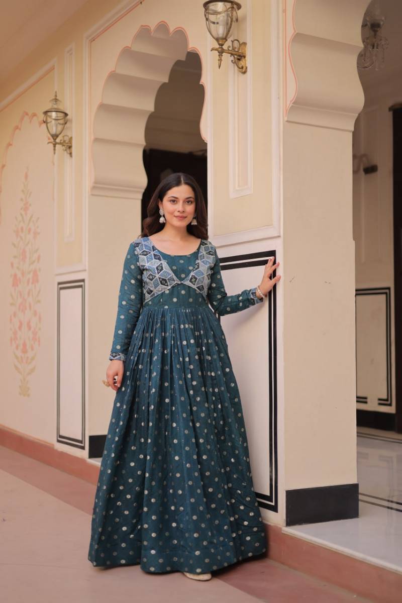 Lw 9243 Position Print Choli With Designer Jacquard Gown Collection