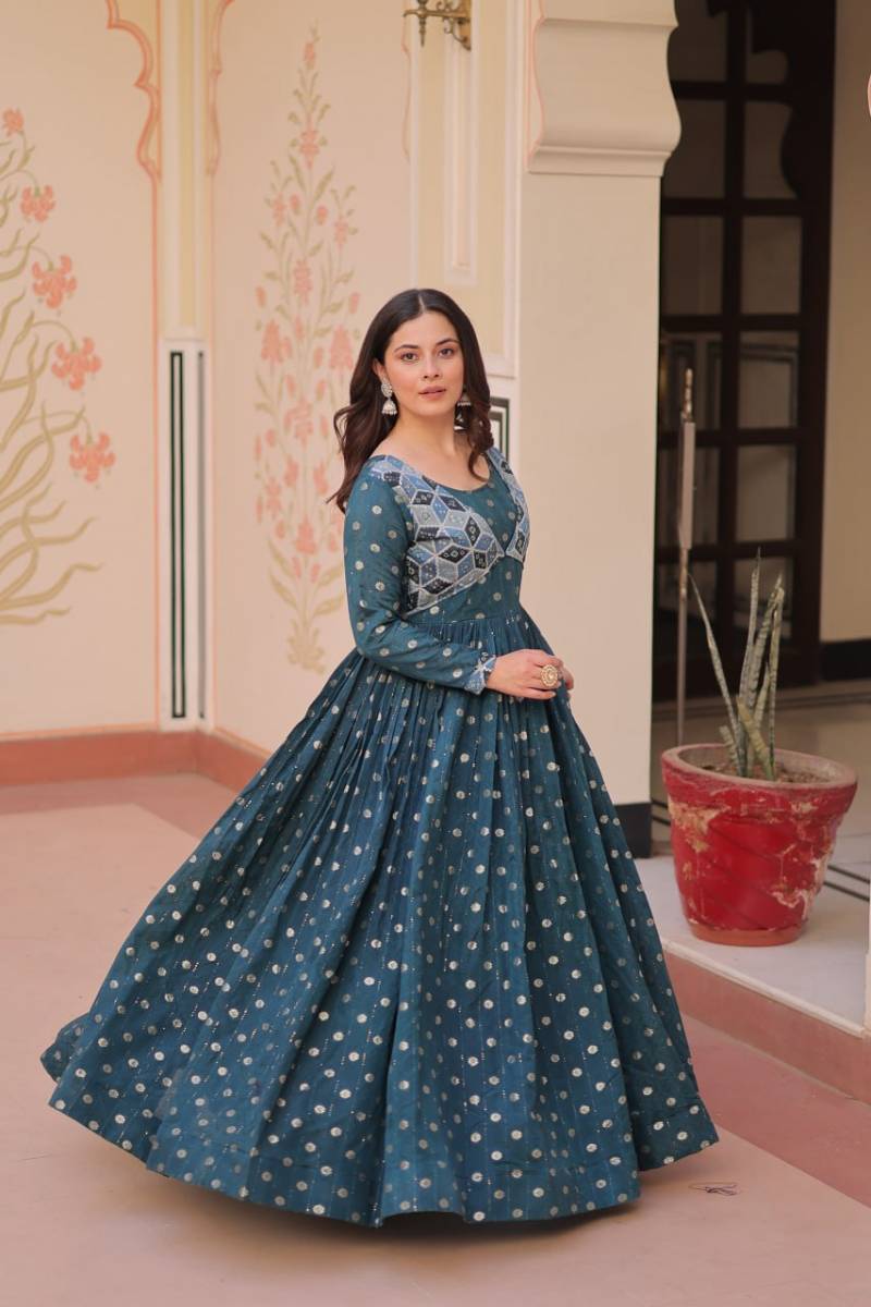 Lw 9243 Position Print Choli With Designer Jacquard Gown Collection