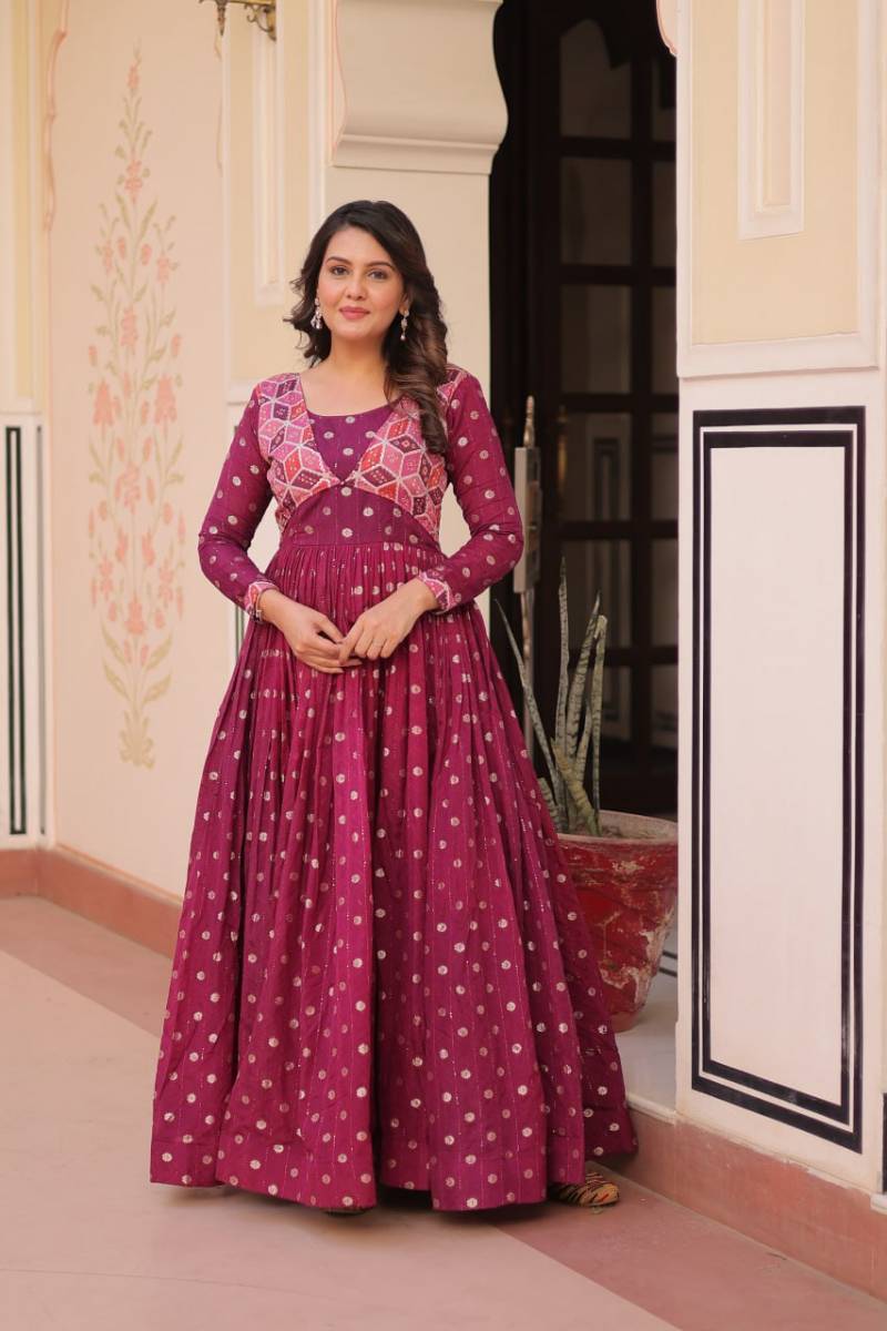 Lw 9243 Position Print Choli With Designer Jacquard Gown Collection