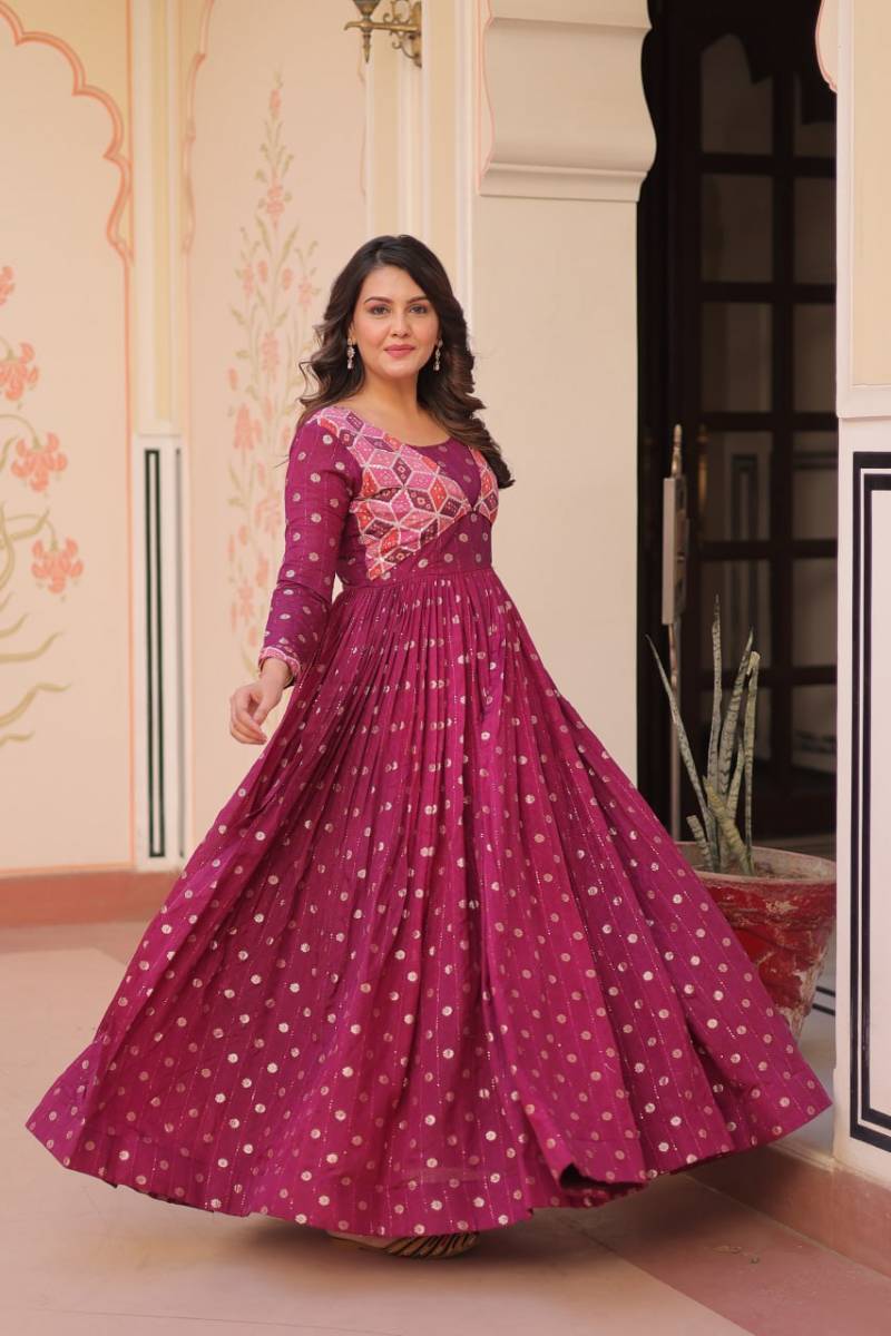 Lw 9243 Position Print Choli With Designer Jacquard Gown Collection