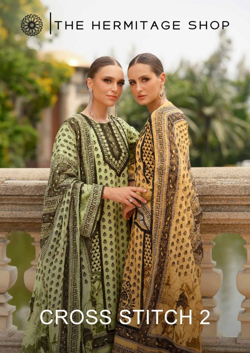 Hermitage Cross Stitch Vol 2 Viscose Lawn Dress Material Collection