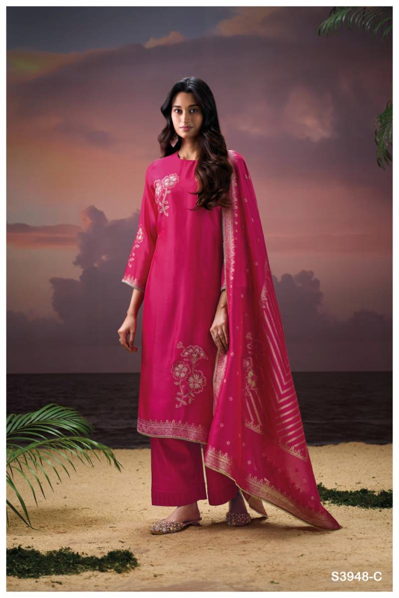 Ganga Himangi 3948 Viscose Silk Embroidered Suit Collection