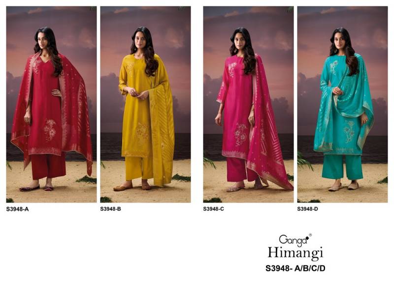 Ganga Himangi 3948 Viscose Silk Embroidered Suit Collection
