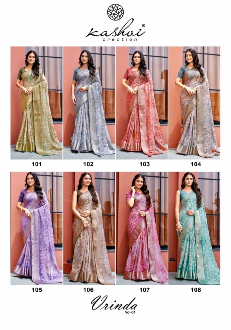 Kashvi Vrinda Vol 1 Marshmello Printed Saree Collection