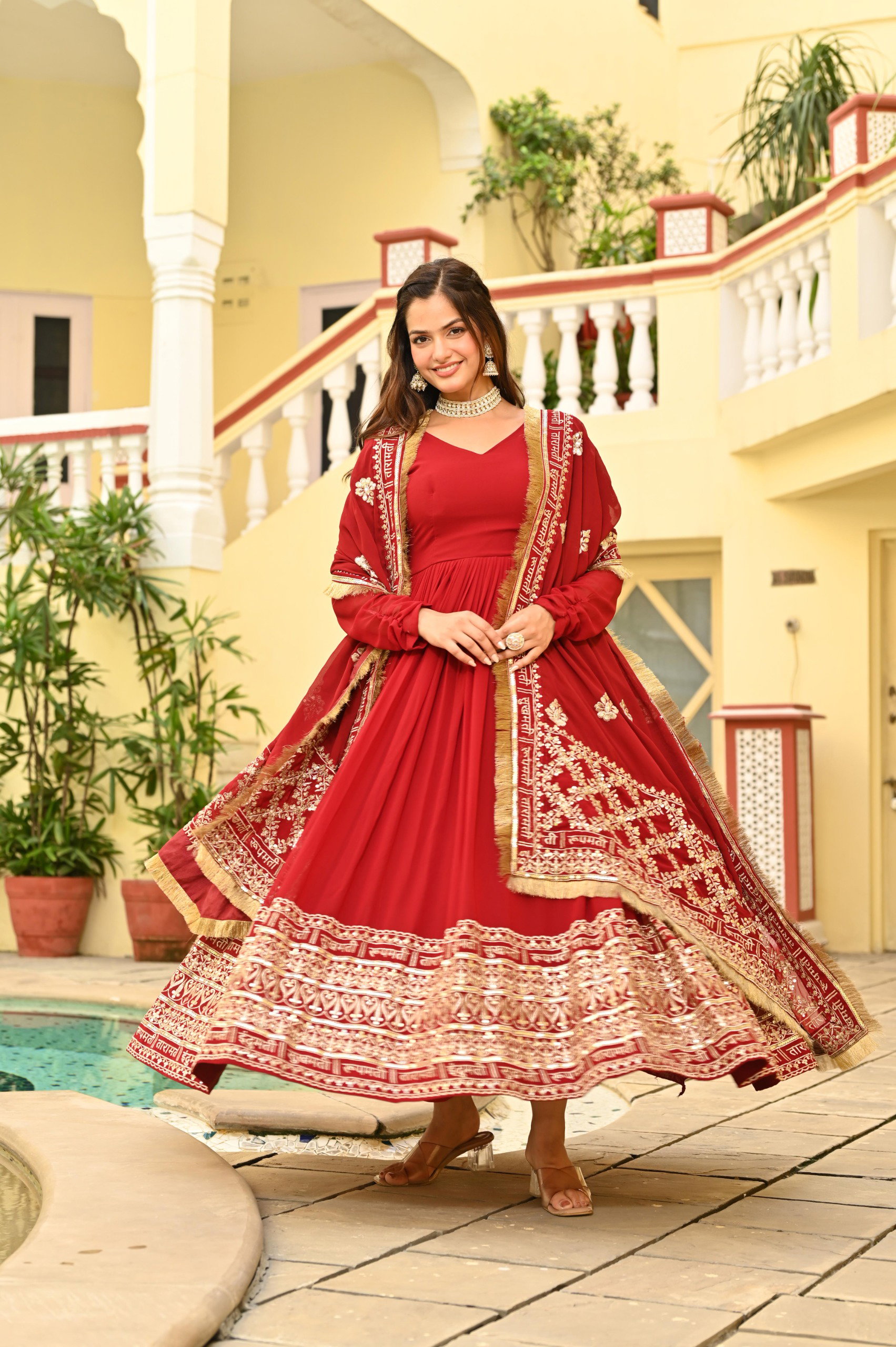 Lekha KA 1207 Faux Blooming Embroidery Gown Collection