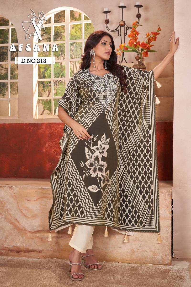 Afsana 213 Pure Modal Digital Printed Kaftans Collection