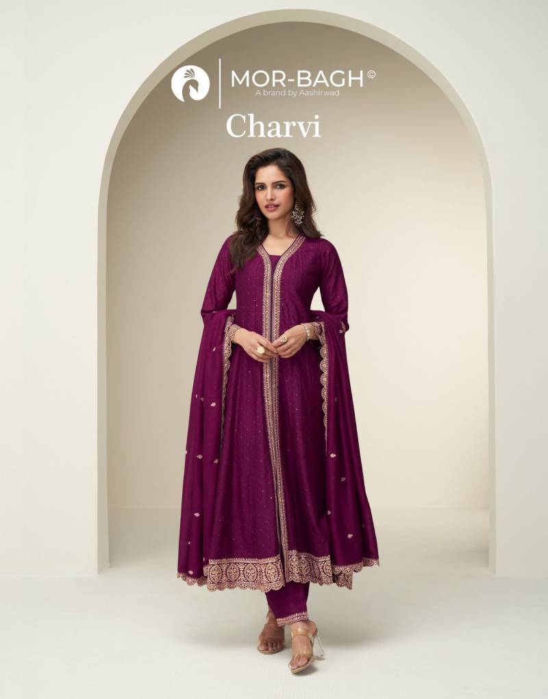 Aashirwad Mor Bagh Charvi Silk Embroidered Salwar Suit Collection