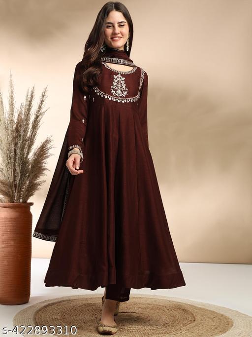 Navya Kurti 128 Party Wear Embroidery Worked Vichitra Silk Kurti with Pant and Dupatta Set 