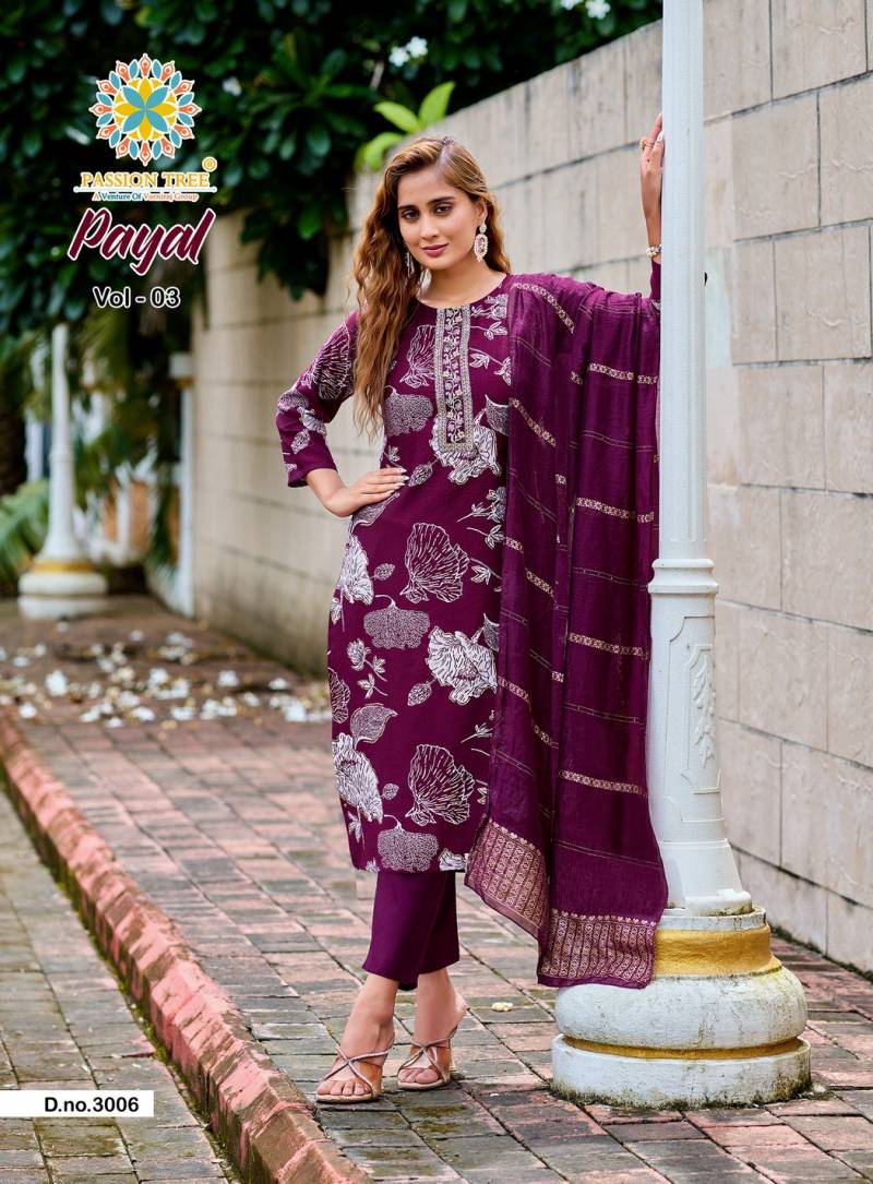 Payal Vol 3 By Passion Tree Vetican Printed Readymade Collection