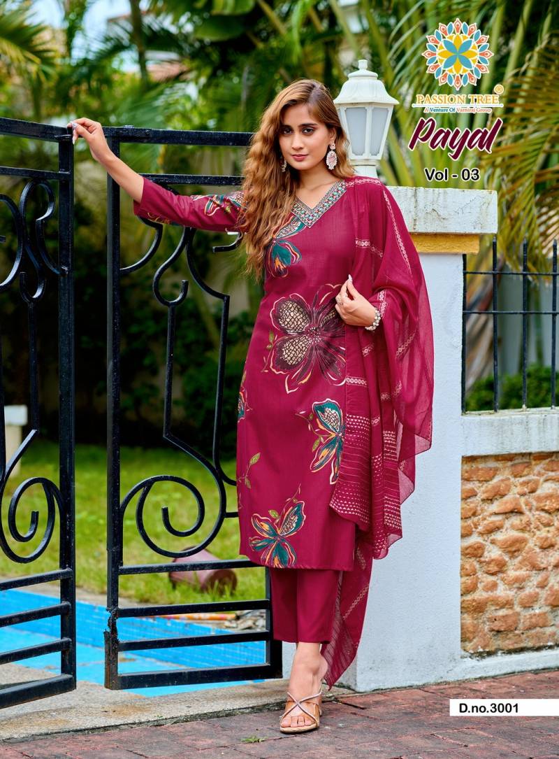 Payal Vol 3 By Passion Tree Vetican Printed Readymade Collection