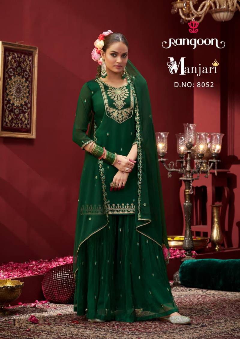 Rangoon Manjari Chiffon Fancy Code Work Festival Collection