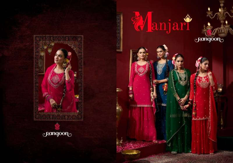 Rangoon Manjari Chiffon Fancy Code Work Festival Collection