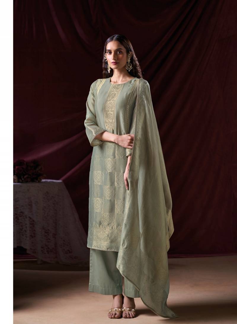 Ganga Arnisa Bemberg Silk Embroidered Salwar Suit Collection