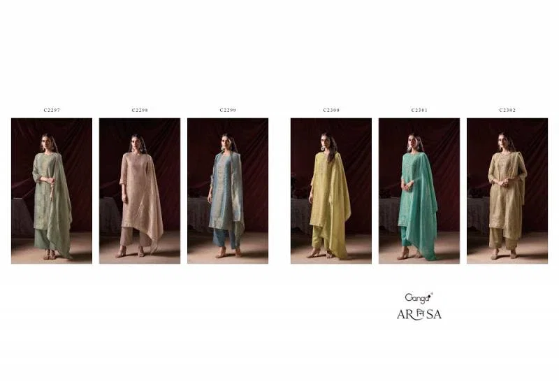 Ganga Arnisa Bemberg Silk Embroidered Salwar Suit Collection