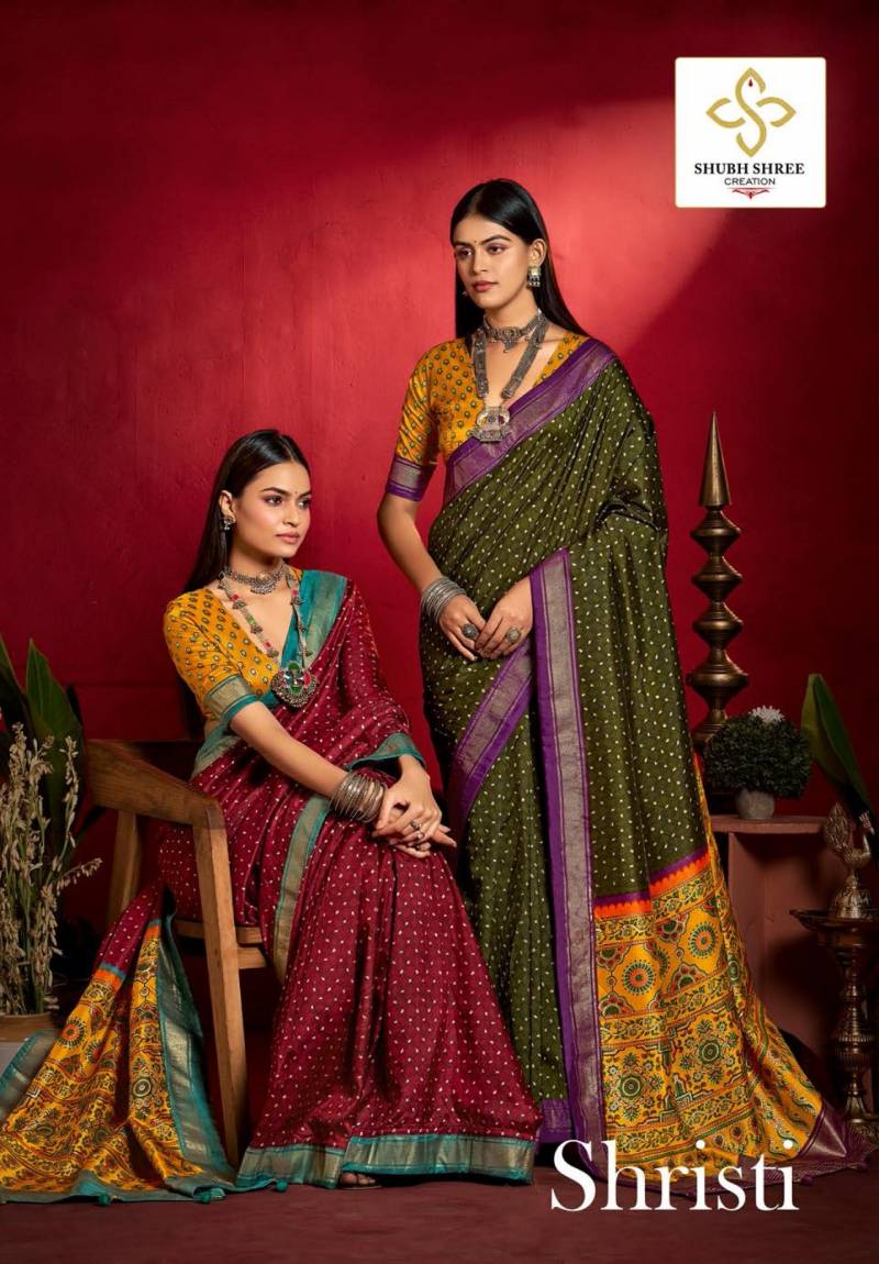 Shubh Shree Shristi Wealvet Tusser Silk Small Butty Print Saree Collection