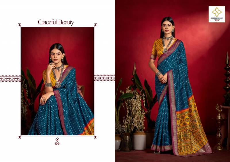 Shubh Shree Shristi Wealvet Tusser Silk Small Butty Print Saree Collection