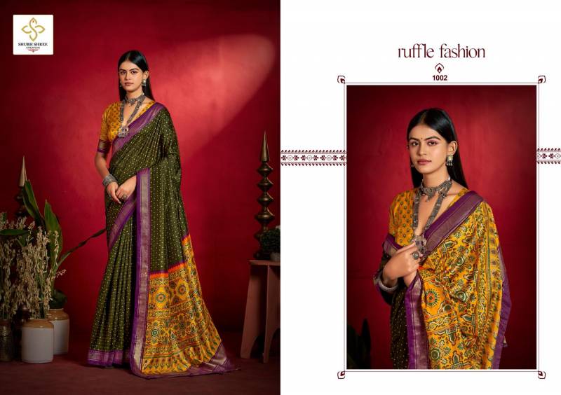 Shubh Shree Shristi Wealvet Tusser Silk Small Butty Print Saree Collection