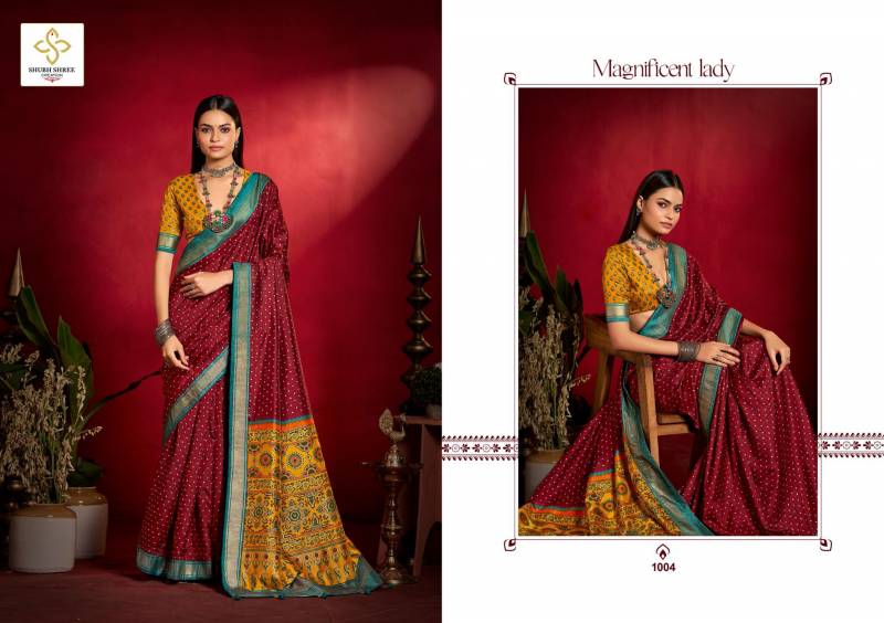 Shubh Shree Shristi Wealvet Tusser Silk Small Butty Print Saree Collection