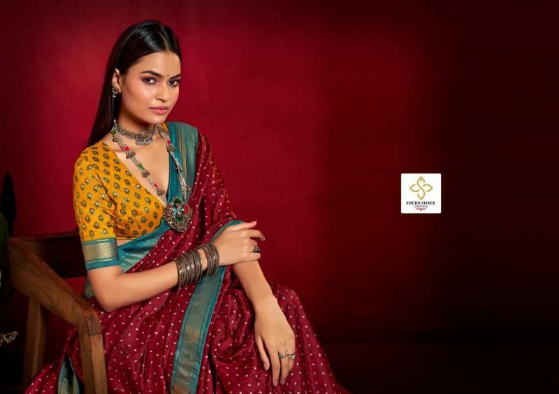 Shubh Shree Shristi Wealvet Tusser Silk Small Butty Print Saree Collection