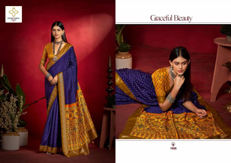 Shubh Shree Shristi Wealvet Tusser Silk Small Butty Print Saree Collection