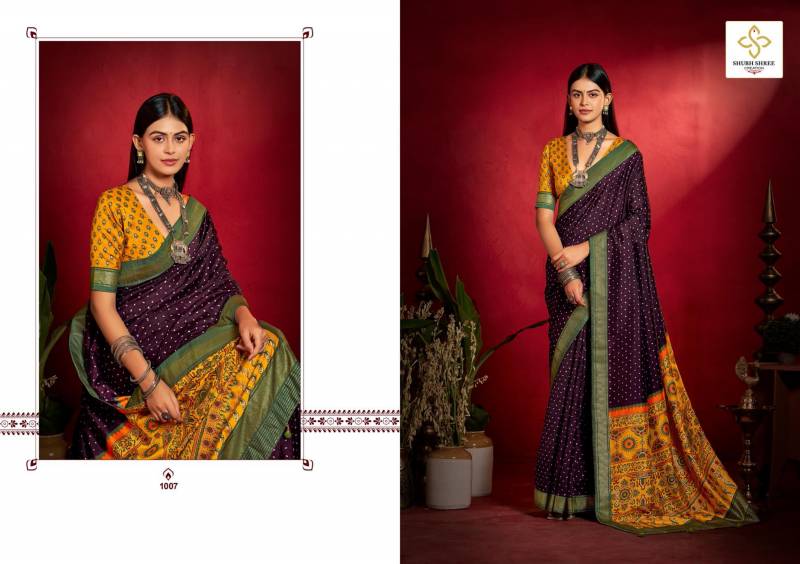 Shubh Shree Shristi Wealvet Tusser Silk Small Butty Print Saree Collection
