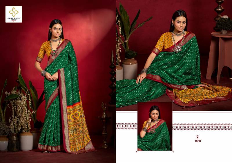 Shubh Shree Shristi Wealvet Tusser Silk Small Butty Print Saree Collection