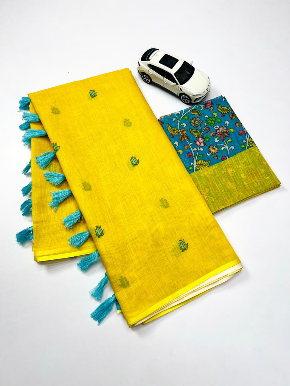 Sf MG560 Plain Linen Digital Printed Saree