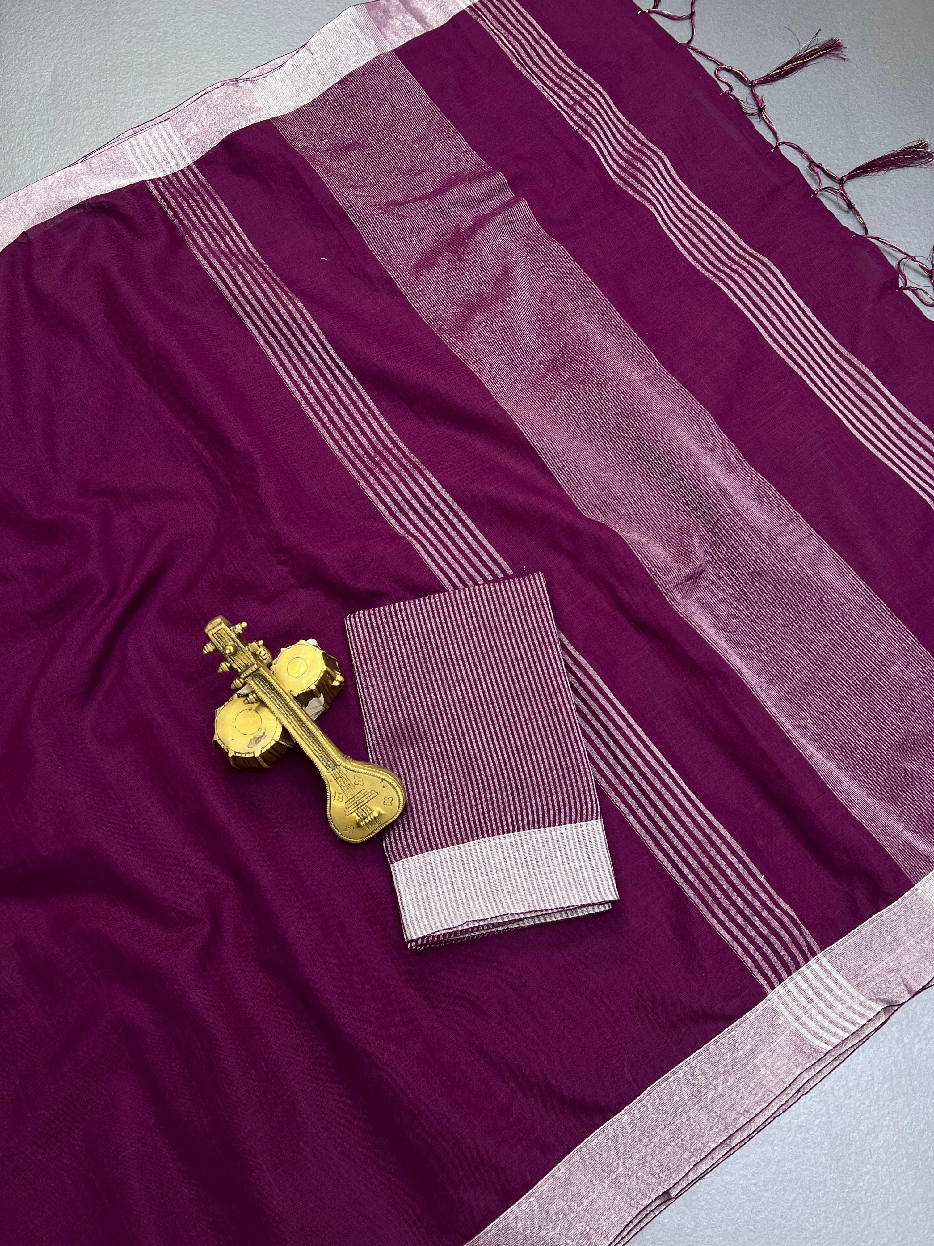 Sf Zalar Linen Plain Saree