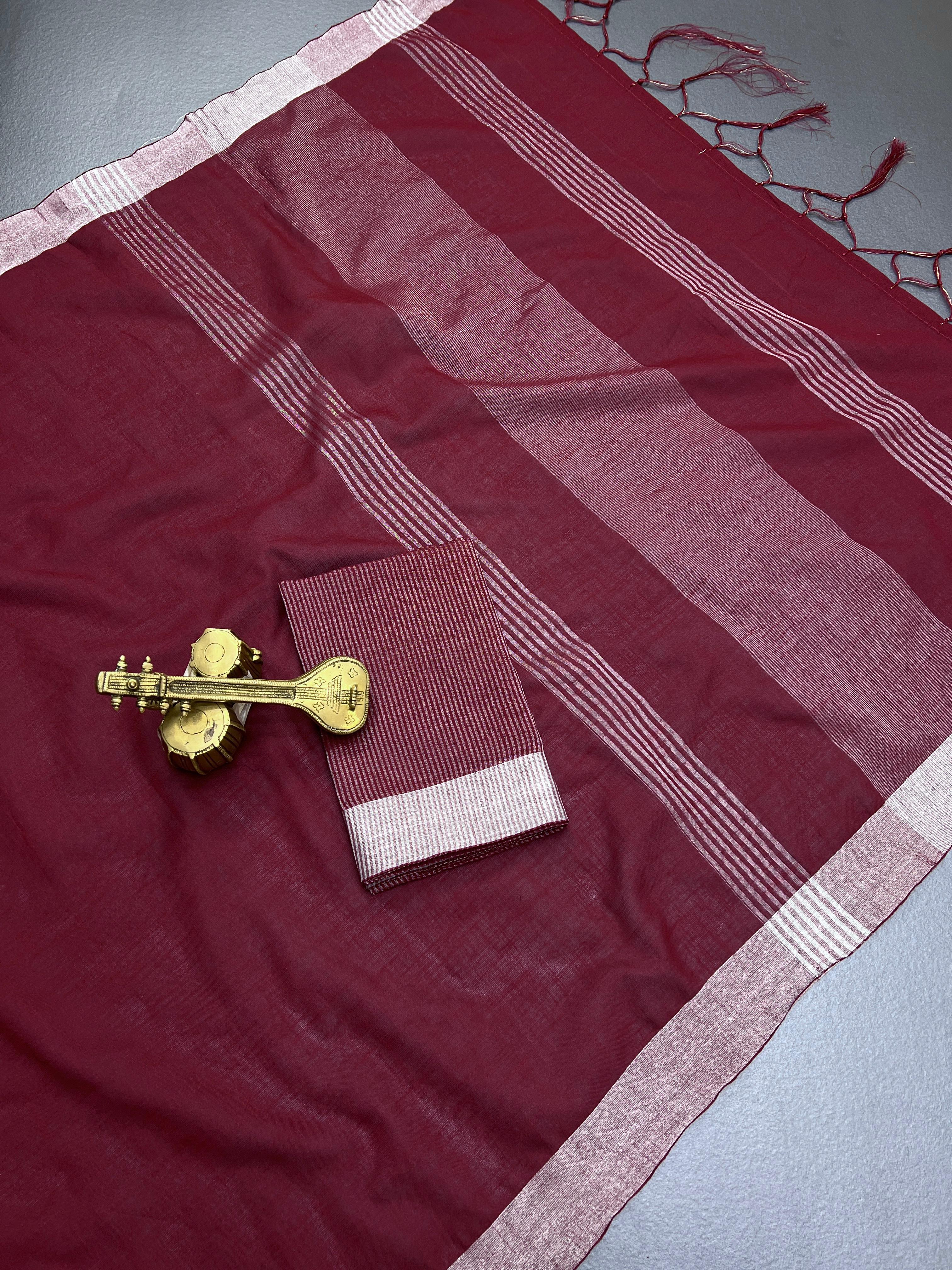 Sf Zalar Linen Plain Saree