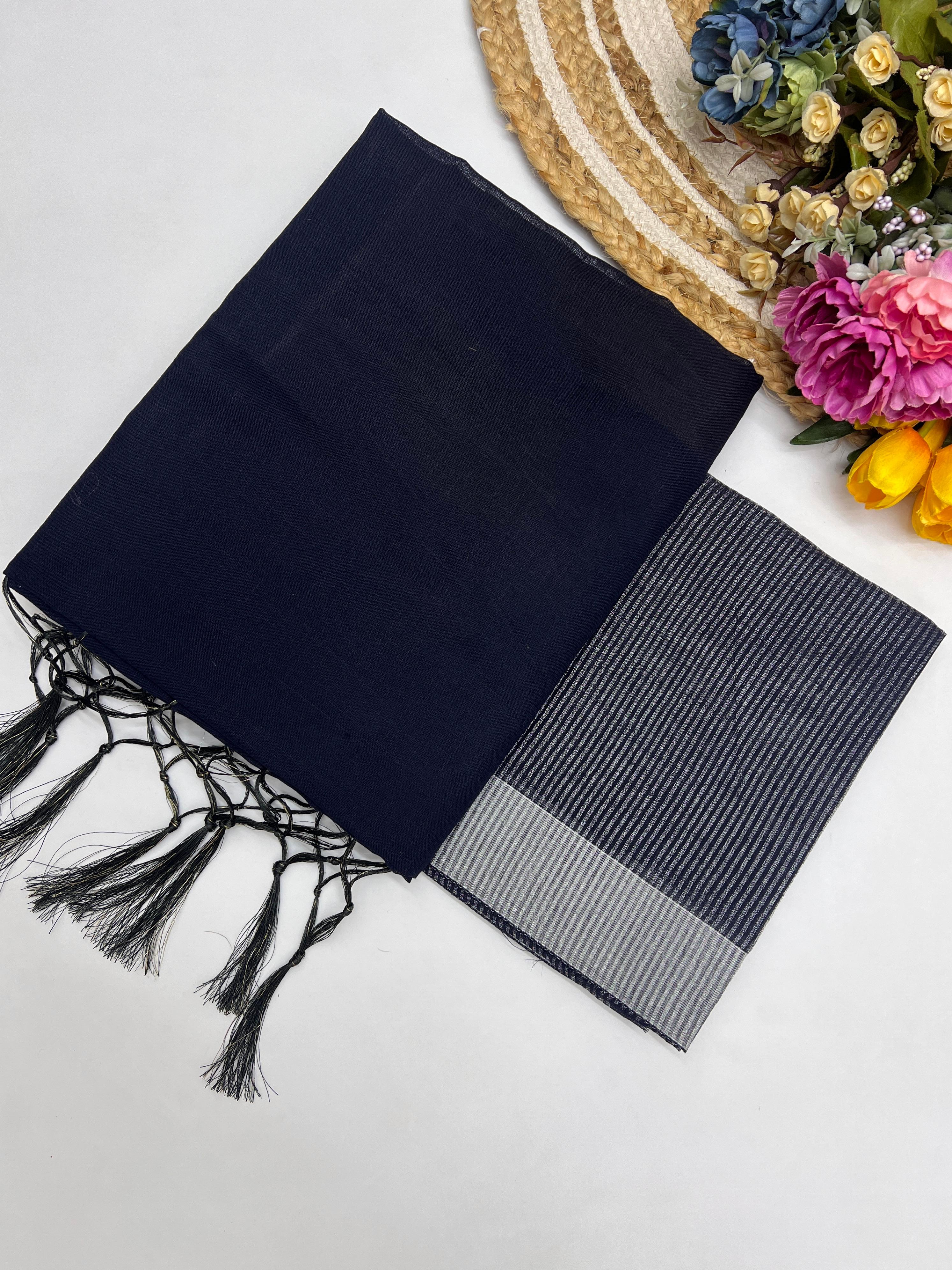 Sf Zalar Linen Plain Saree
