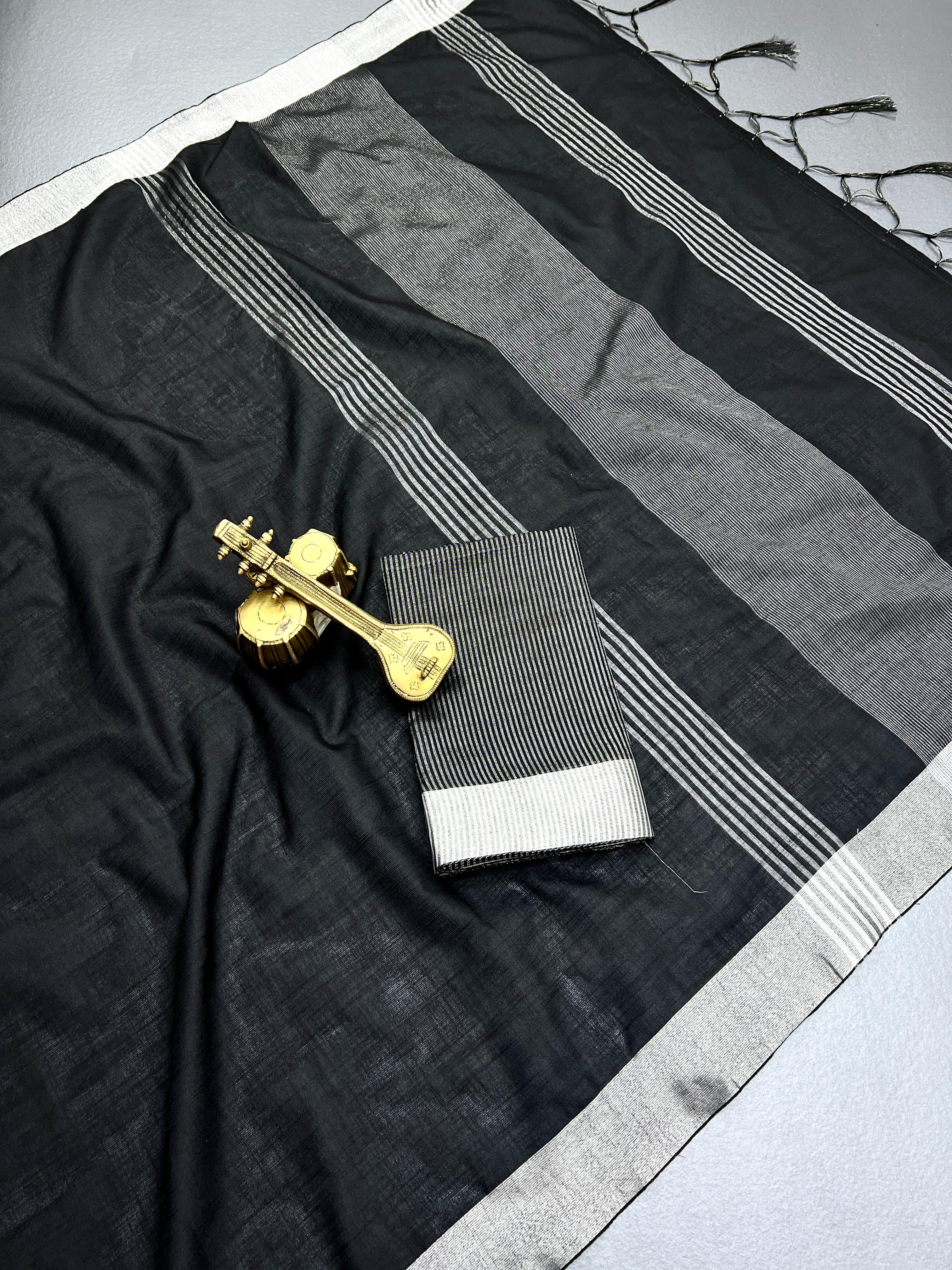 Sf Zalar Linen Plain Saree