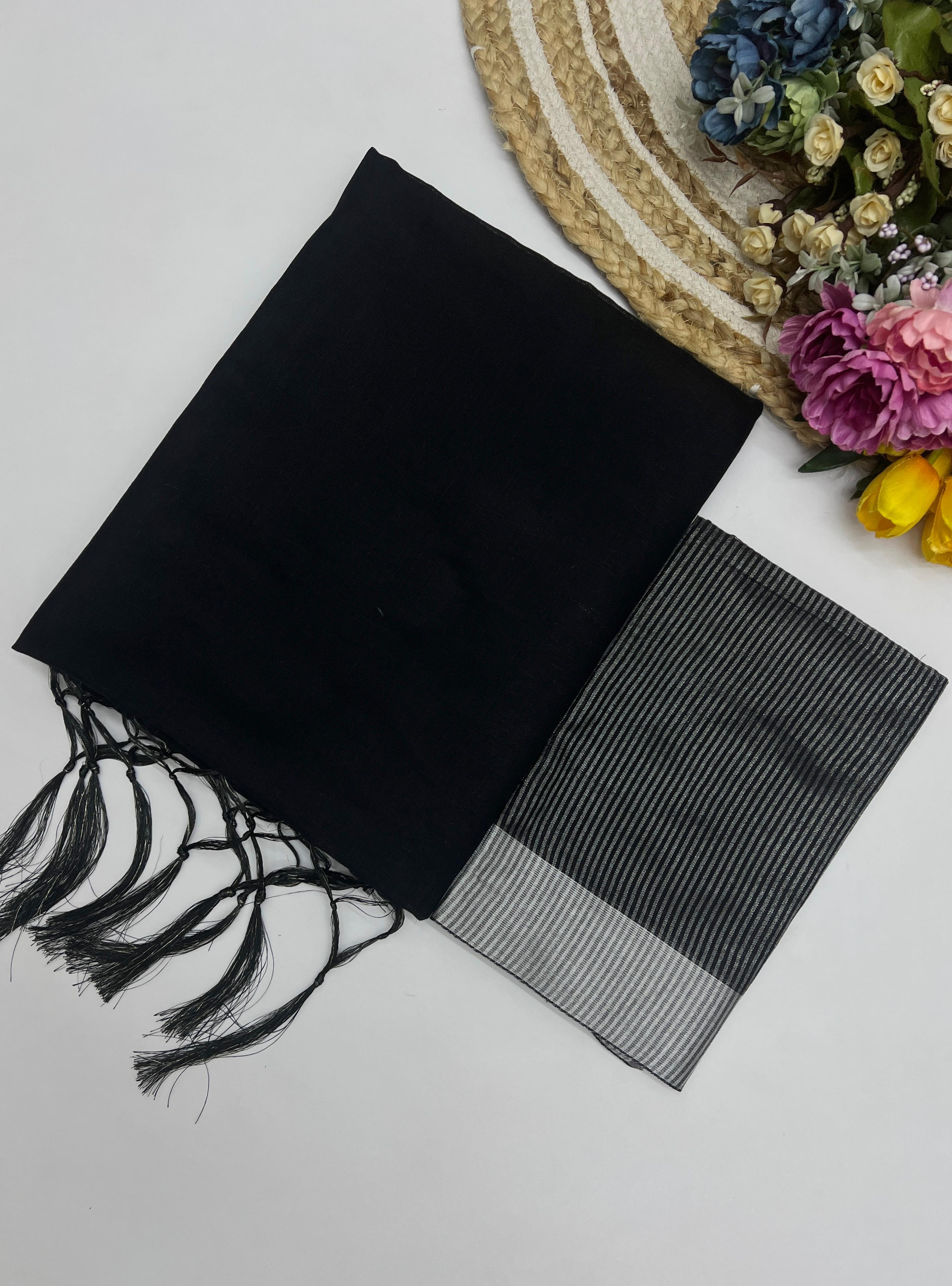 Sf Zalar Linen Plain Saree