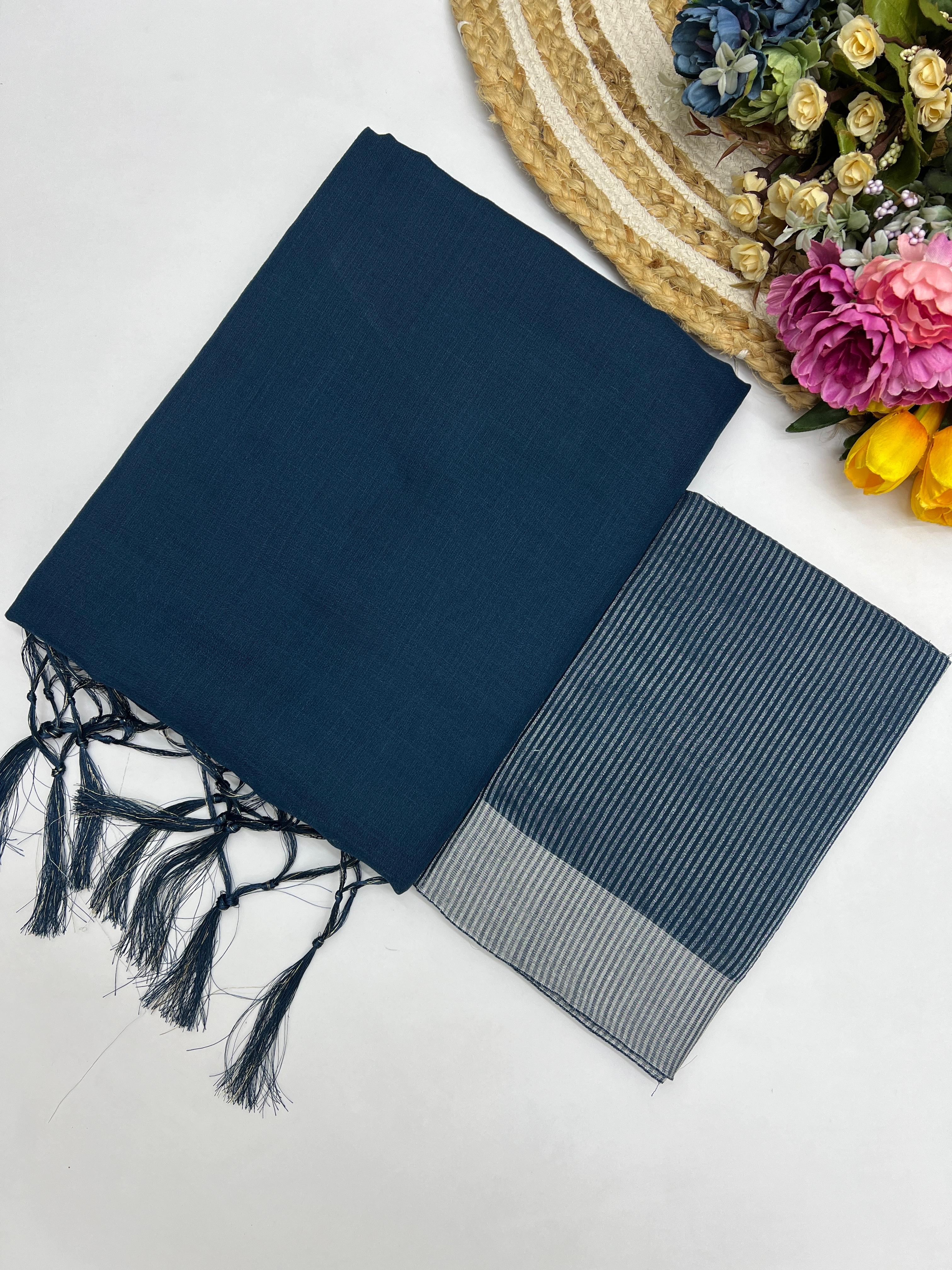 Sf Zalar Linen Plain Saree