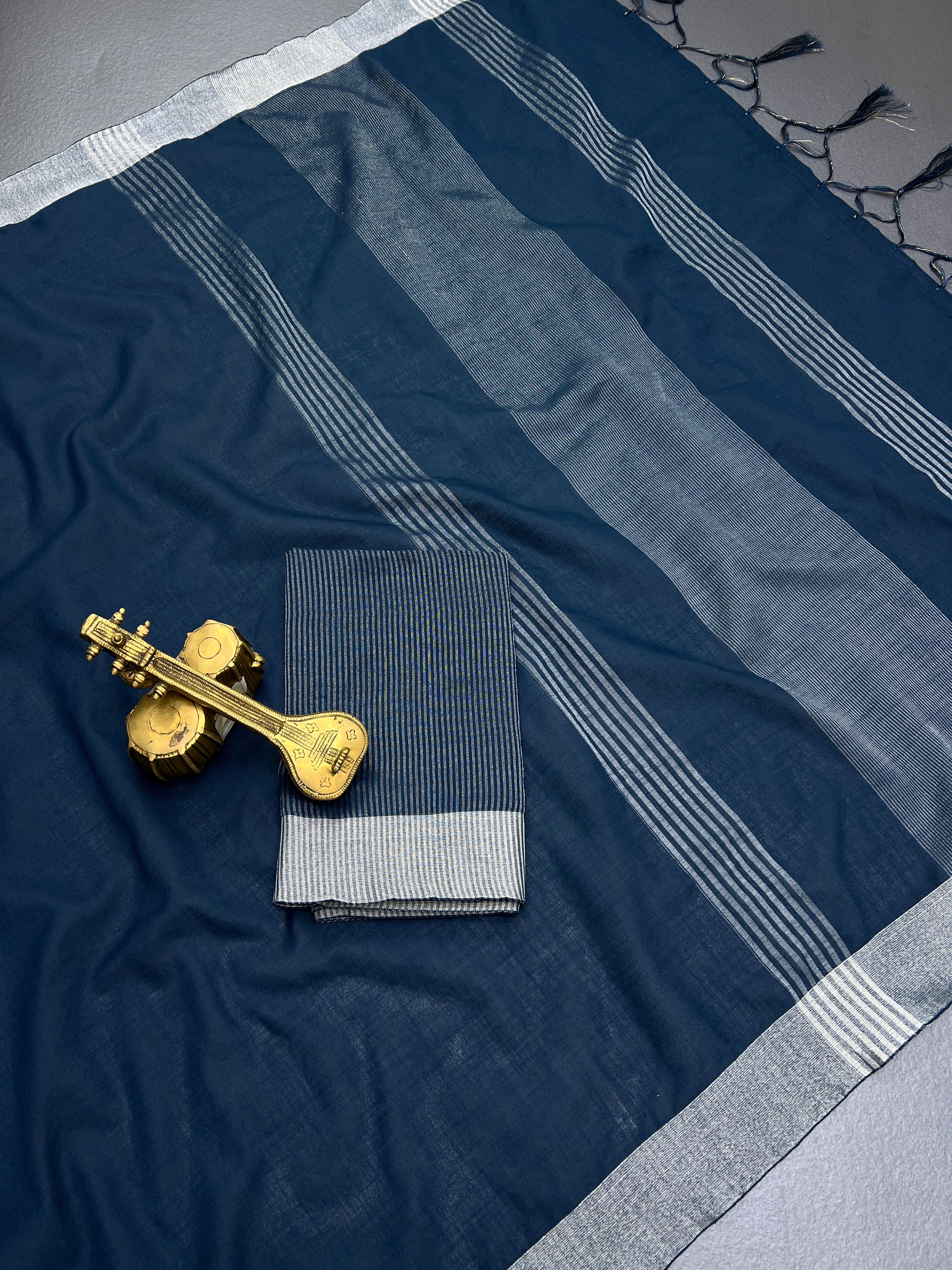 Sf Zalar Linen Plain Saree