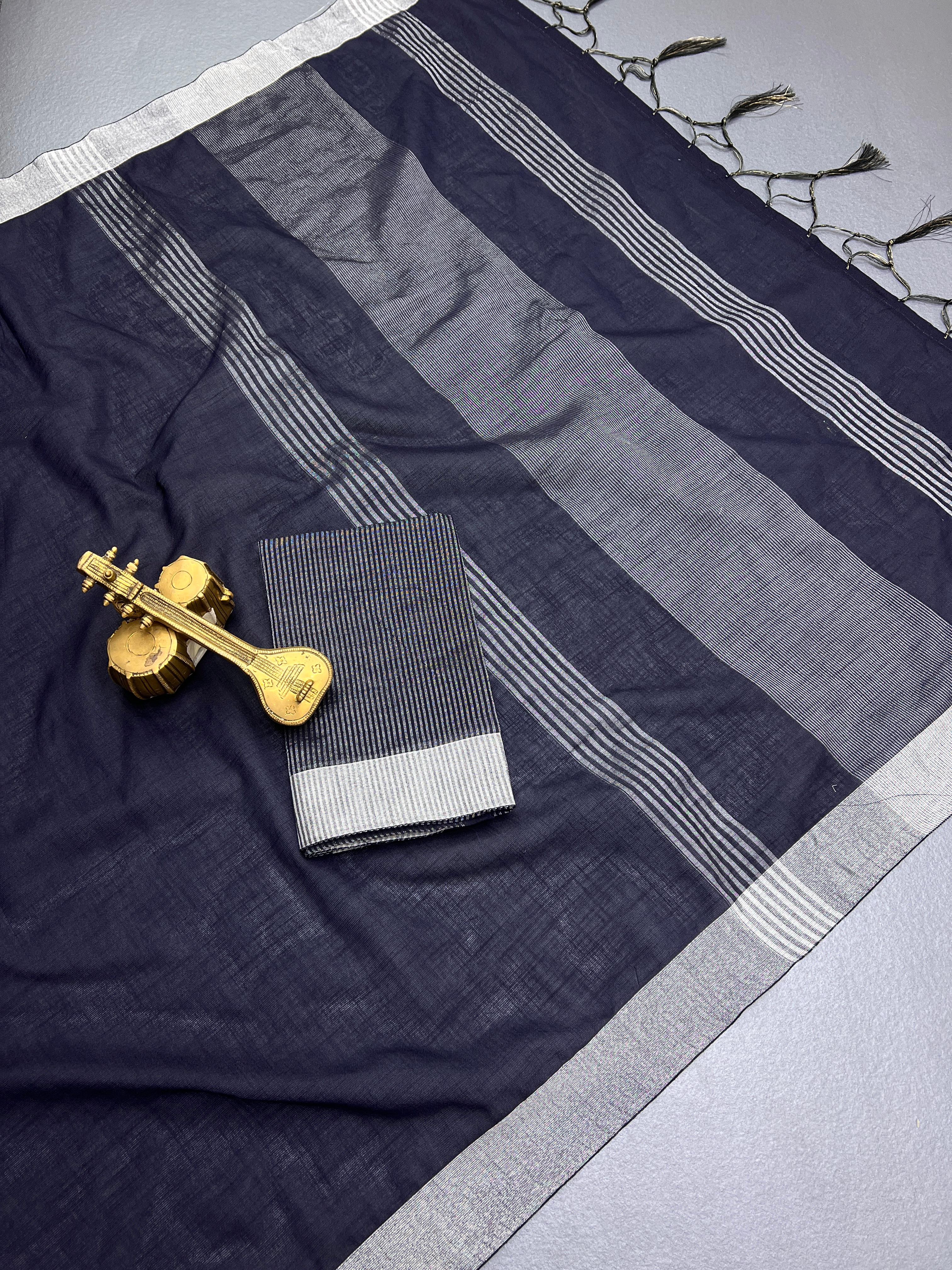 Sf Zalar Linen Plain Saree
