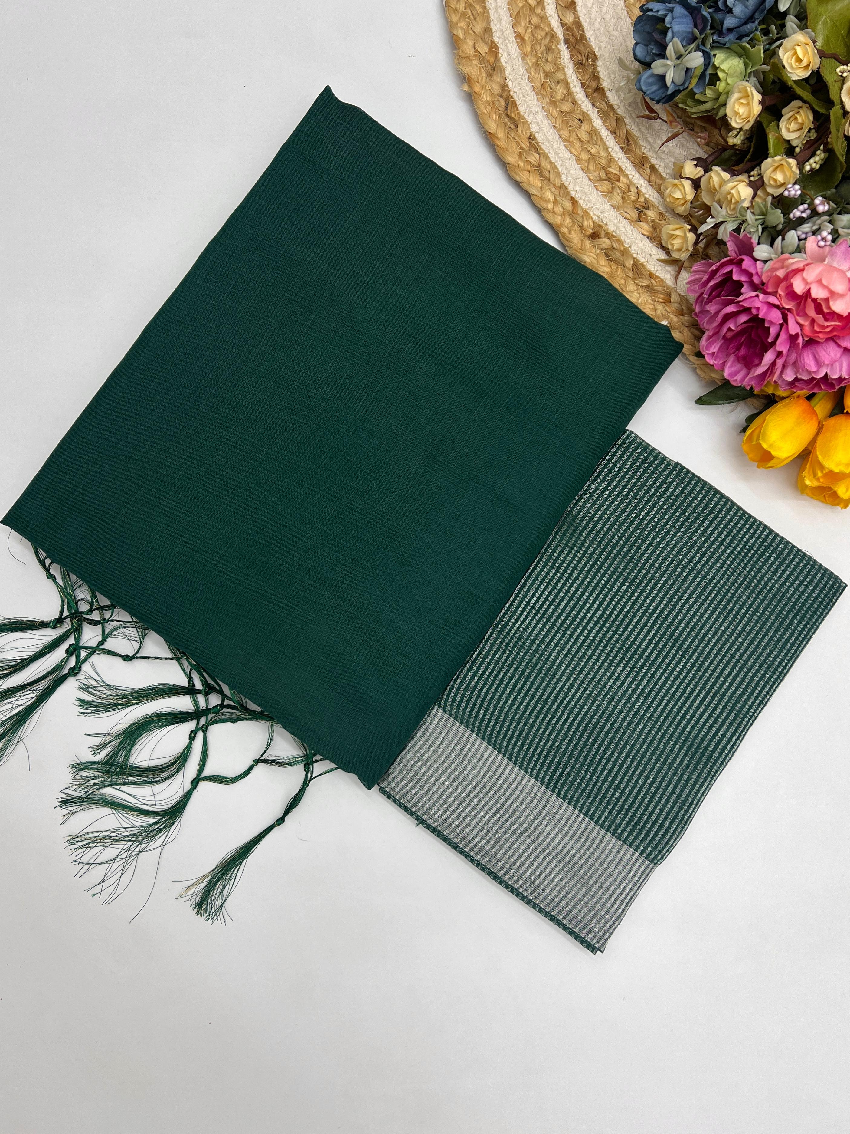 Sf Zalar Linen Plain Saree
