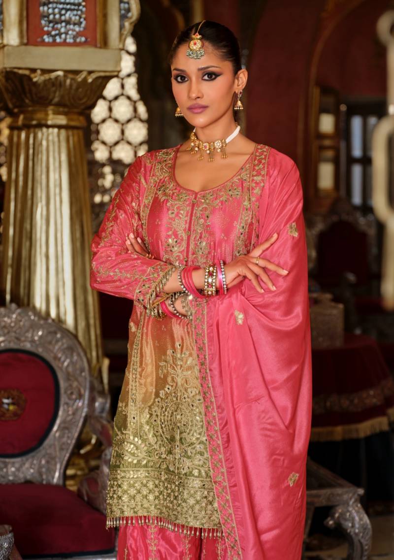 Eba Rangeen Gold Chinon Digital Printed Ready Made Collection