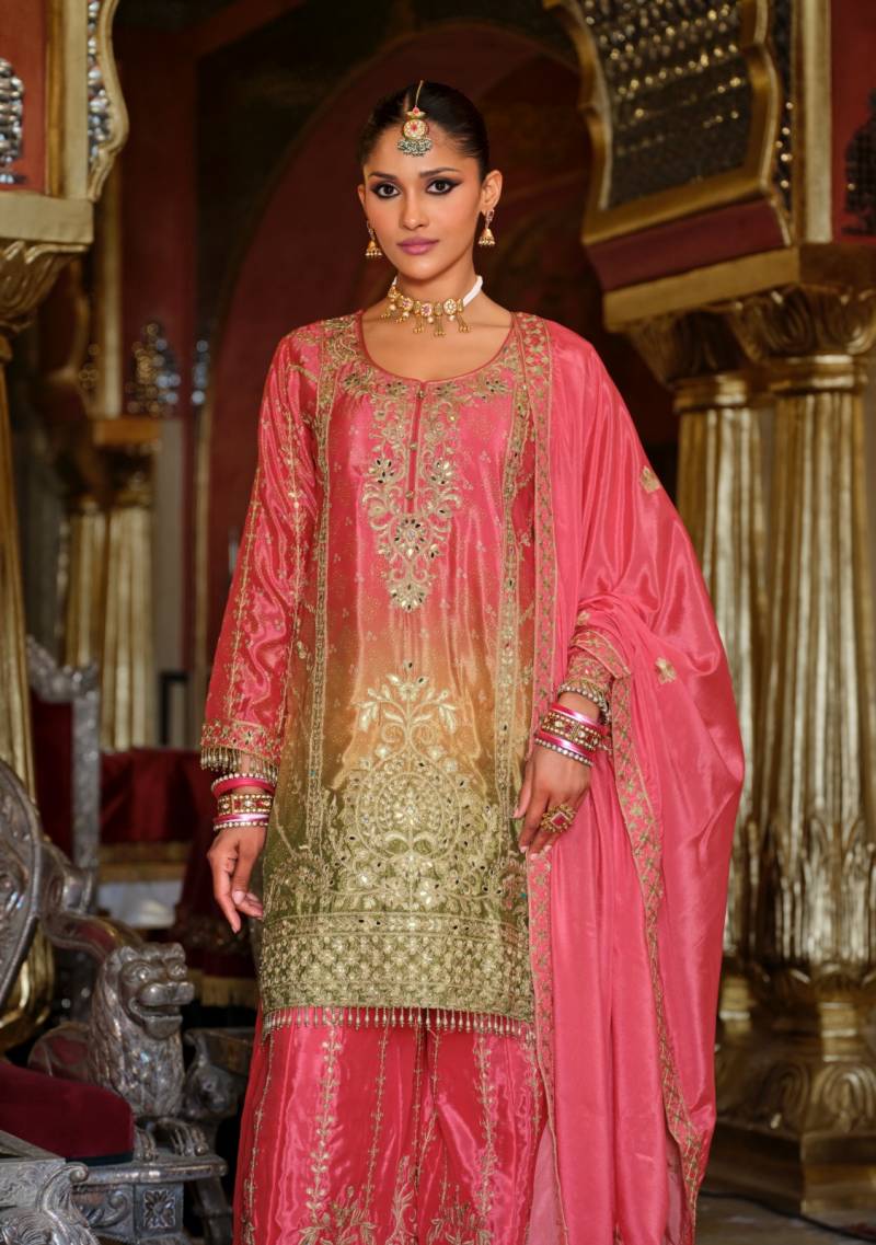 Eba Rangeen Gold Chinon Digital Printed Ready Made Collection