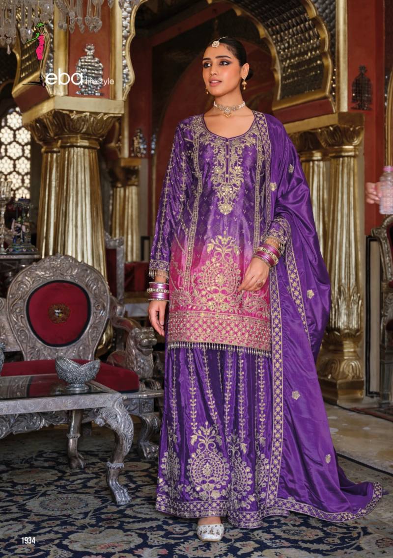 Eba Rangeen Gold Chinon Digital Printed Ready Made Collection