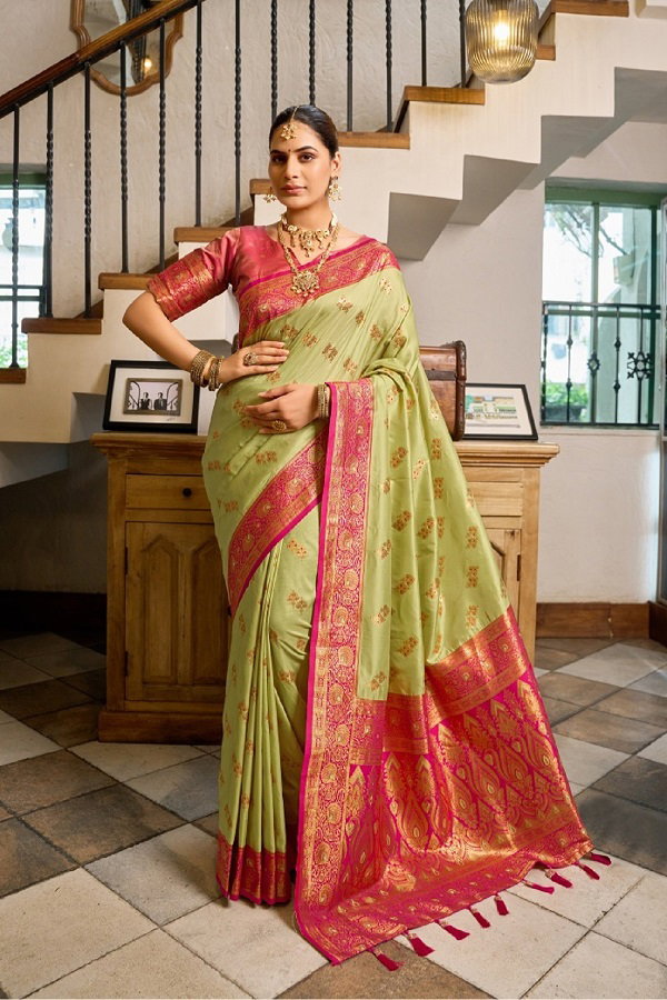 Meera 311 Party Wear Heavy Jari Weaving Worked Paithani Silk With Un Stitched Blouse 