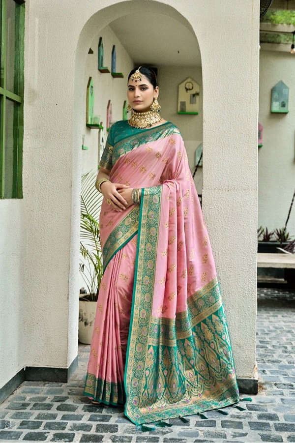 Meera 311 Party Wear Heavy Jari Weaving Worked Paithani Silk With Un Stitched Blouse 