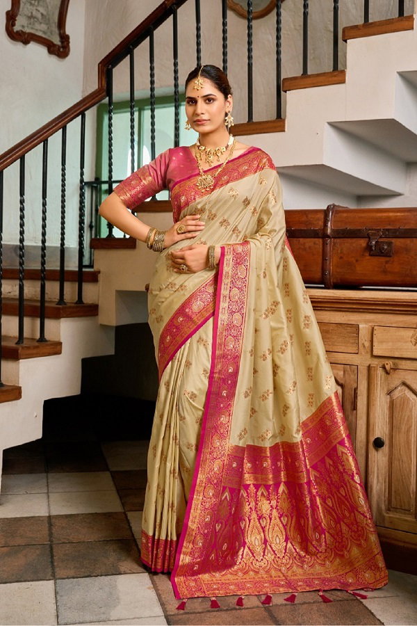 Meera 311 Party Wear Heavy Jari Weaving Worked Paithani Silk With Un Stitched Blouse 