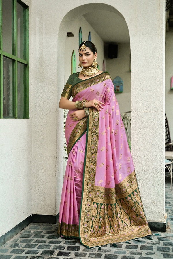 Meera 311 Party Wear Heavy Jari Weaving Worked Paithani Silk With Un Stitched Blouse 